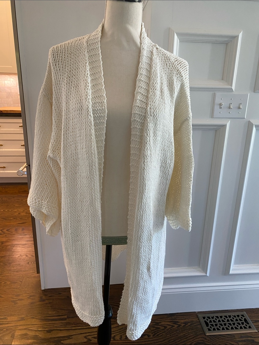 Open-Front Cream Knit Cardigan for Women